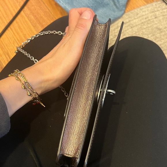 Metallic Silver / Bronze Bayswater Clutch Wallet on Chain - Picture 6 of 12